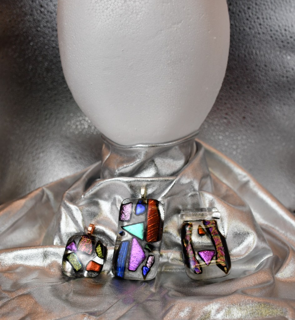 Dichroic Fused Glass Pendants - 3 Pendants