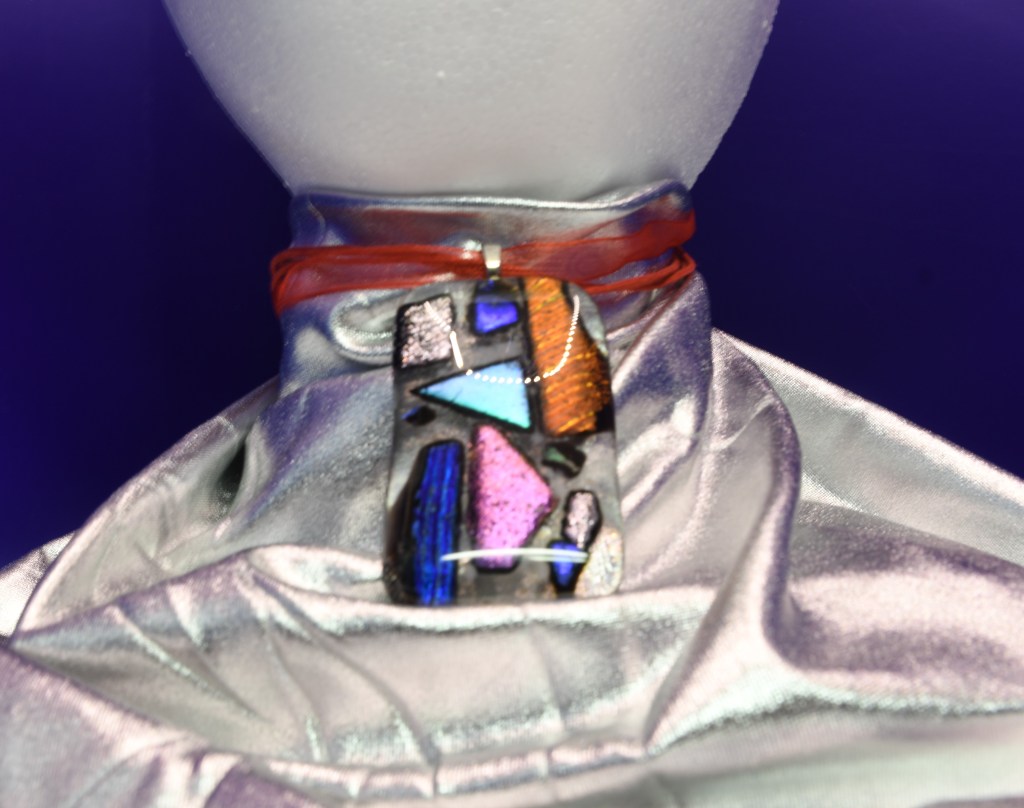 Dichroic Fused Glass Pendant in Multiple Colors