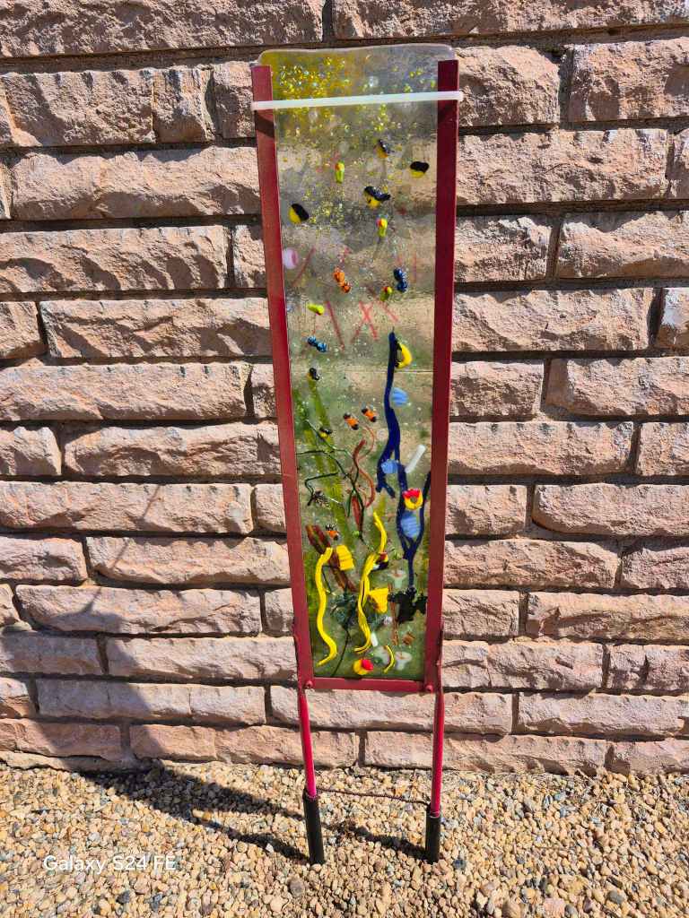 Fused Glass Yard Art in Frame