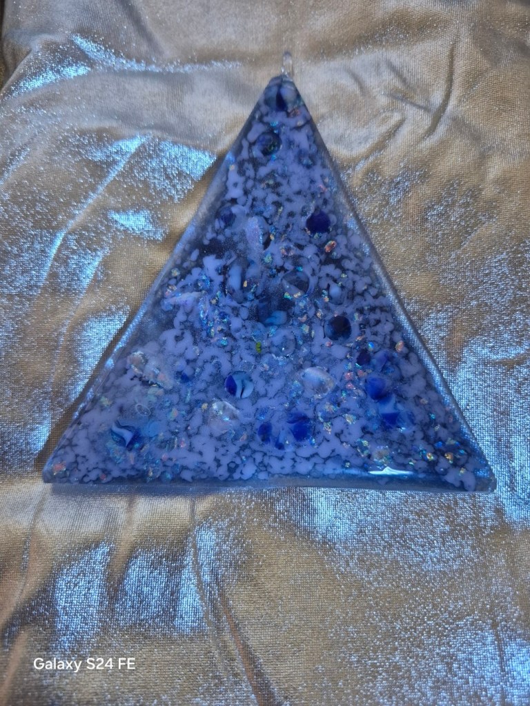 Christmas Tree Ornament With Fused Glass Hanger