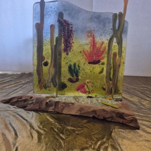 Desert Scene 10"x10" 2-Sided Mounted on Wooden Slab