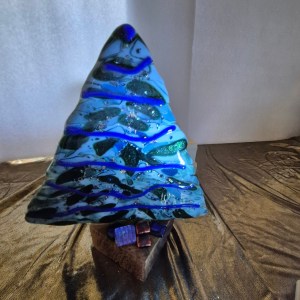Blue and Green Holiday Tree With Stand and Presents