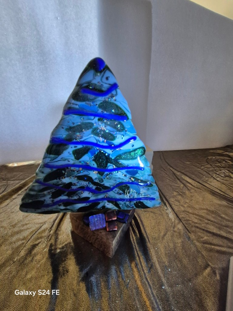 Blue and Green Holiday Tree With Stand and Presents