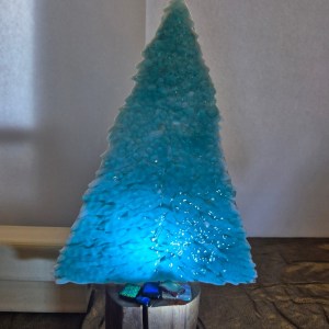 Blue Christmas Tree With Presents and Stand